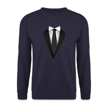 Smoking mit Krawatte für Hochzeiten und besondere - Unisex Pullover - Navy - Vorne - Alina (178cm) & Michal (187cm)