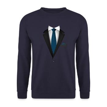 Smoking mit Krawatte für Hochzeiten und besondere - Unisex Pullover - Navy - Vorne - Alina (178cm) & Michal (187cm)