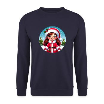 Santa Claus Girl Illustration Funny Christmas - Unisex Sweatshirt - navy - Front - Alina (178cm) & Michal (187cm)