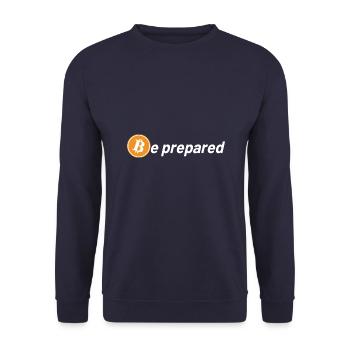 Bitcoin Logo Be Prepared - Unisex Sweatshirt - navy - Front - Alina (178cm) & Michal (187cm)