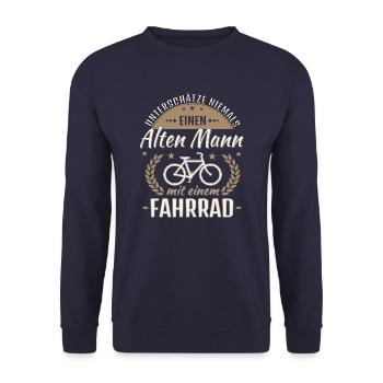 unterschätze niemals einen alten Mann Fahrrad - Unisex Pullover - Navy - Vorne - Alina (178cm) & Michal (187cm)