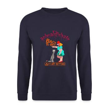German singlebörse - Unisex Pullover - Navy - Vorne - Alina (178cm) & Michal (187cm)