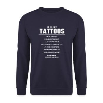 Ja ich habe tattoos - Unisex Pullover - Navy - Vorne - Alina (178cm) & Michal (187cm)