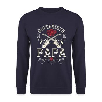 Père Qui Adore La Guitare - Papa Guitariste - Sweat-shirt Unisexe - marine - Devant - Alina (178cm) & Michal (187cm)