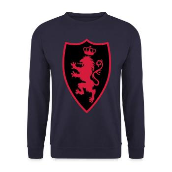 22 Ritterschild Löwe Krone - Unisex Pullover - Navy - Vorne - Alina (178cm) & Michal (187cm)