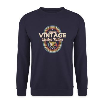 Januar 1954 Jahrgang 70. Geburtstag - Unisex Pullover - Navy - Vorne - Alina (178cm) & Michal (187cm)