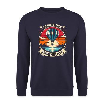 Heißluftballon Ballonfahren Retro - Unisex Pullover - Navy - Vorne - Alina (178cm) & Michal (187cm)
