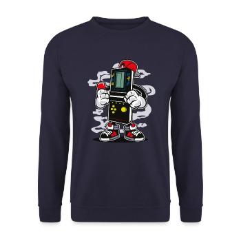 Zocker BOY - bande dessinée comique motif de personnage de dessin animé - Sweat-shirt Unisexe - marine - Devant - Alina (178cm) & Michal (187cm)