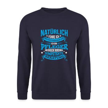 Lustiges T-Shirt für Pfleger und Krankenpfleger - Unisex Pullover - Navy - Vorne - Alina (178cm) & Michal (187cm)