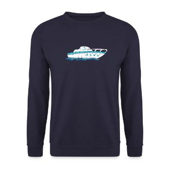 Motorboot Design für Motorbootfahrer - Unisex Pullover - Navy - Vorne - Alina (178cm) & Michal (187cm)