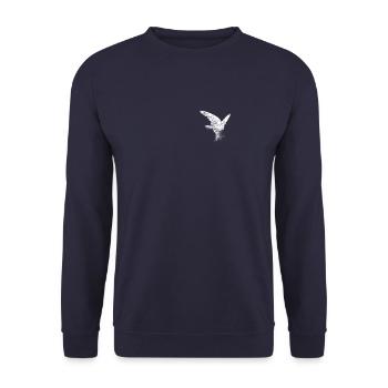 Dispersion de la poche de la petite colombe blanche de la paix - Sweat-shirt Unisexe - marine - Devant - Alina (178cm) & Michal (187cm)