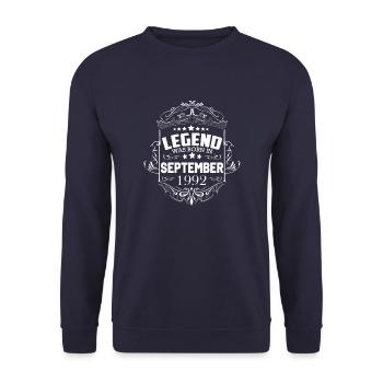 A legend was born in September 1992 - Unisex Sweatshirt - navy - Front - Alina (178cm) & Michal (187cm)