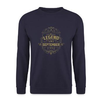 A legend was born in September 1992 - Unisex Sweatshirt - navy - Front - Alina (178cm) & Michal (187cm)
