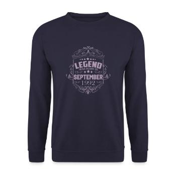 A legend was born in September 1992 - Unisex Sweatshirt - navy - Front - Alina (178cm) & Michal (187cm)