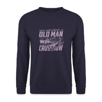 Crossbow never underestimate an old man - Unisex Sweatshirt - navy - Front - Alina (178cm) & Michal (187cm)