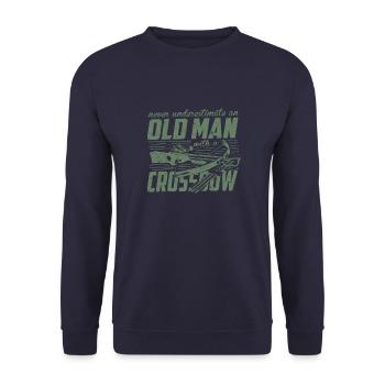 Crossbow never underestimate an old man - Unisex Sweatshirt - navy - Front - Alina (178cm) & Michal (187cm)
