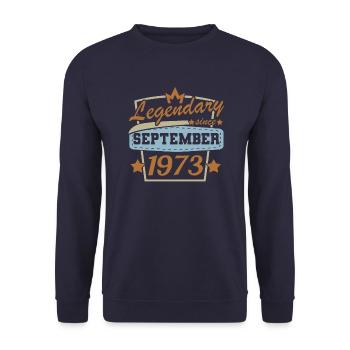 Légendaire depuis septembre 1973 - Sweat-shirt Unisexe - marine - Devant - Alina (178cm) & Michal (187cm)