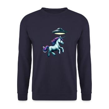 UFO kidnaps unicorn - Unisex Sweatshirt - navy - Front - Alina (178cm) & Michal (187cm)