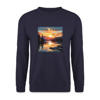 Grunge Sunset: Vacation at Lake Tahoe, - Unisex Sweatshirt - navy - Front - Alina (178cm) & Michal (187cm)