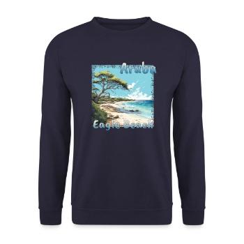 Summer Vibes in Aruba: Eagle Beach with a Grunge T - Unisex Pullover - Navy - Vorne - Alina (178cm) & Michal (187cm)