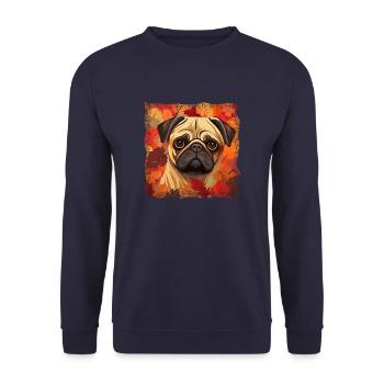 Carlin d’automne: Feuillage coloré et feuilles dans le vert - Sweat-shirt Unisexe - marine - Devant - Alina (178cm) & Michal (187cm)