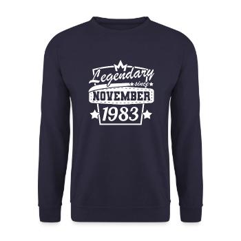 Novembre 1983 Rétro Anniversaire Design Anniversaire - Sweat-shirt Unisexe - marine - Devant - Alina (178cm) & Michal (187cm)