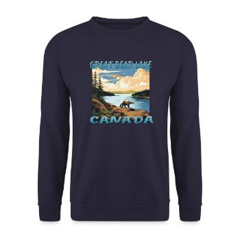 Kanada Saskatchewan Nordlichter Urlaub Design - Unisex Pullover - Navy - Vorne - Alina (178cm) & Michal (187cm)