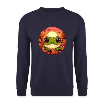 Sloth Foliage Round Sunset - Unisex Sweatshirt - navy - Front - Alina (178cm) & Michal (187cm)