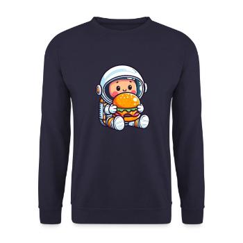 Kawaii astronaut eats a hamburger - Unisex Sweatshirt - navy - Front - Alina (178cm) & Michal (187cm)