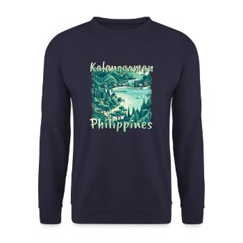 Grunge landscape of Kalanggaman Island - Unisex Sweatshirt - navy - Front - Alina (178cm) & Michal (187cm)