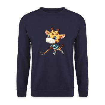 Joueur de hockey sur glace girafe: un drôle et unique - Sweat-shirt Unisexe - marine - Devant - Alina (178cm) & Michal (187cm)