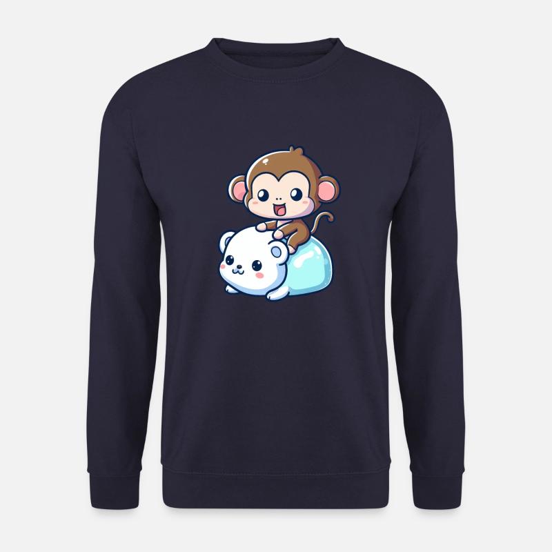 Polar Bear Cute Companion Monkey - Unisex Sweatshirt - navy