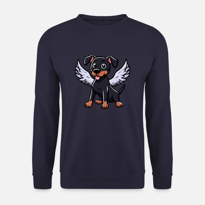 Engel Dobermann, Comic-Hund, Süße Illustration - Unisex Pullover - Navy