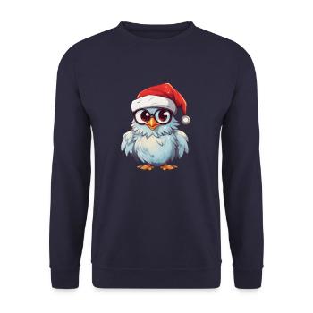 Hibou de Noël blanc : l’élégance festive - Sweat-shirt Unisexe - marine - Devant - Alina (178cm) & Michal (187cm)