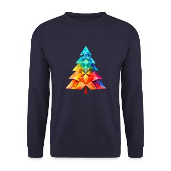 Magie polyvalente : Arbre de Noël polygonal coloré - Sweat-shirt Unisexe - marine - Devant - Alina (178cm) & Michal (187cm)