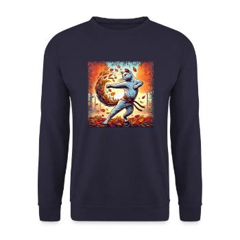 Karate hangover in autumn leaves - Unisex Sweatshirt - navy - Front - Alina (178cm) & Michal (187cm)