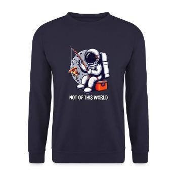 Astronaut Fishes Pizza Out Of This World - Unisex Sweatshirt - navy - Front - Alina (178cm) & Michal (187cm)