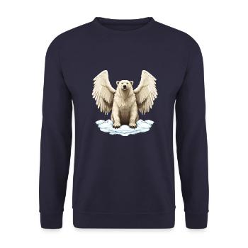 Angel Wing Polar Bear: A Celestial Synthesis - Unisex Sweatshirt - navy - Front - Alina (178cm) & Michal (187cm)