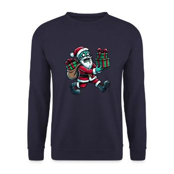 Comic Weihnachtsmann Zombie Süße Weihnachten - Unisex Pullover - Navy - Vorne - Alina (178cm) & Michal (187cm)