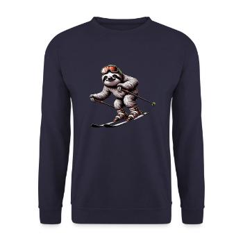 Sloth Skiing Winter Adventure - Unisex Sweatshirt - navy - Front - Alina (178cm) & Michal (187cm)