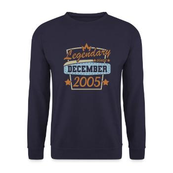 Retro Geburtstag Legendary December 2005 - Unisex Pullover - Navy - Vorne - Alina (178cm) & Michal (187cm)
