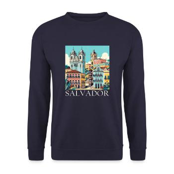 Salvador, Brazil, Colonial Architecture - Unisex Sweatshirt - navy - Front - Alina (178cm) & Michal (187cm)