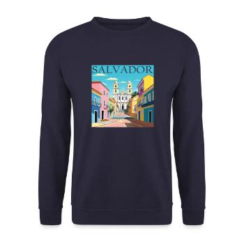Salvador, Brazil, Colonial Architecture, AfroCulture - Unisex Sweatshirt - navy - Front - Alina (178cm) & Michal (187cm)
