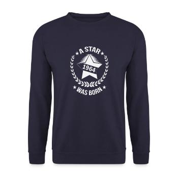 1964 Sterngeburt 60. Geburtstag Star - Unisex Pullover - Navy - Vorne - Alina (178cm) & Michal (187cm)