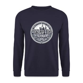 La Valette historique : vue sur le port et - Sweat-shirt Unisexe - marine - Devant - Alina (178cm) & Michal (187cm)