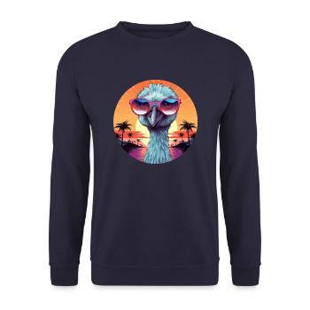 Cool emu on the beach with sunglasses – Sunset - Unisex Sweatshirt - navy - Front - Alina (178cm) & Michal (187cm)