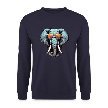 Cool African elephant with sunglasses and - Unisex Sweatshirt - navy - Front - Alina (178cm) & Michal (187cm)
