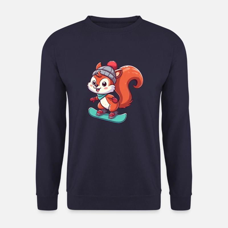 Winterabenteuer mit Eichhörnchen – Snowboard-Spaß - Unisex Pullover - Navy