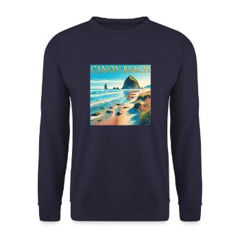 Cannon Beach Oregon Beach vacances Design - Sweat-shirt Unisexe - marine - Devant - Alina (178cm) & Michal (187cm)