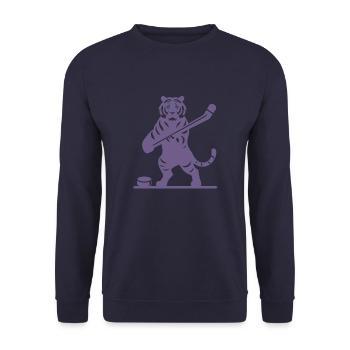 Tiger Eishockey Eishockeyspieler Silhouette - Unisex Pullover - Navy - Vorne - Alina (178cm) & Michal (187cm)